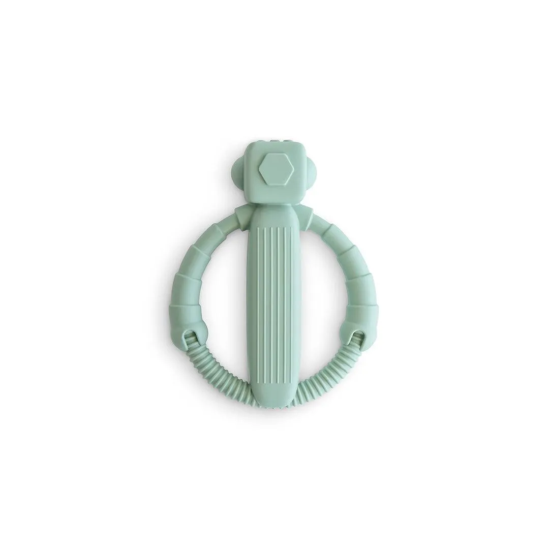 Mushie Robot Rattle Teether - Cambridge Blue