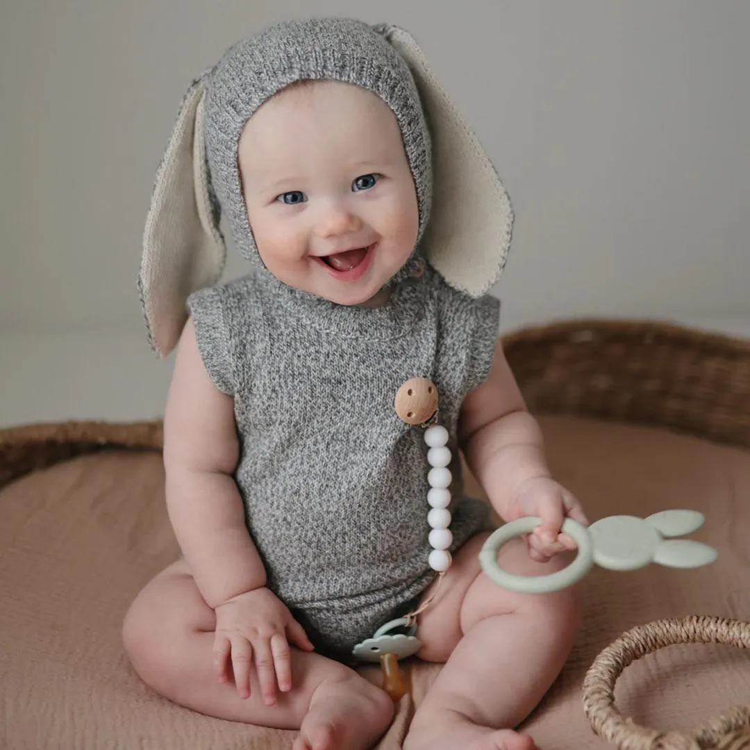 Mushie Teether - Bunny - Sage