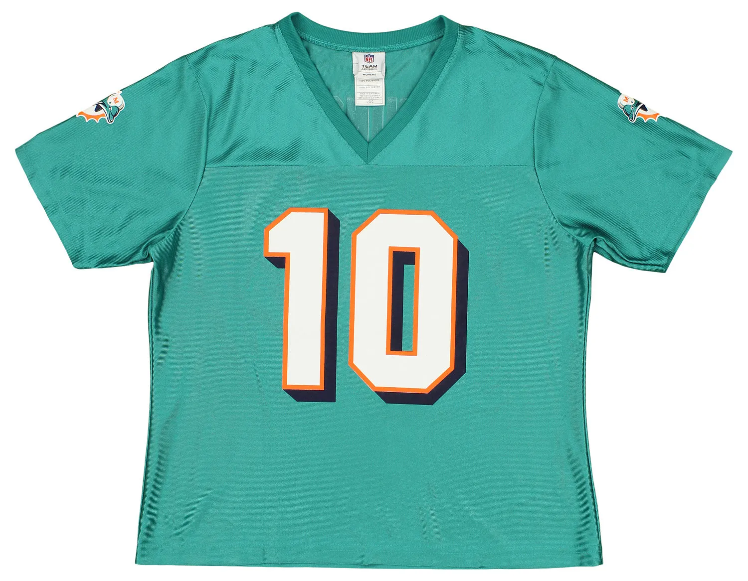 NFL Women's Miami Dolphins Chad Pennington #10 Dazzle Jersey Aqua, Large