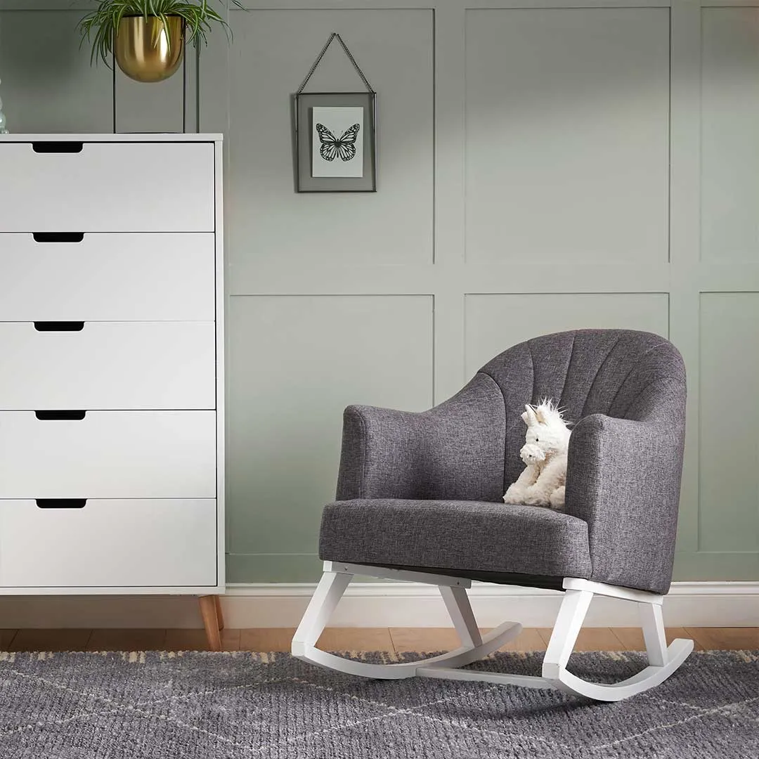 Obaby Round Back Rocking Chair - White   Grey