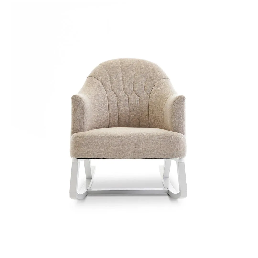 Obaby Round Back Rocking Chair - White   Oatmeal