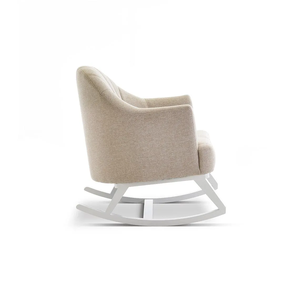 Obaby Round Back Rocking Chair - White   Oatmeal