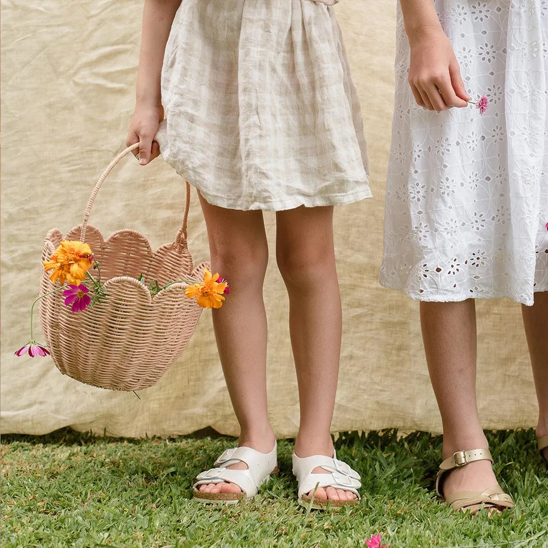 Olli Ella Rattan Tulip Carry Basket - Seashell Pink