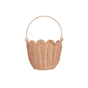 Olli Ella Rattan Tulip Carry Basket - Seashell Pink