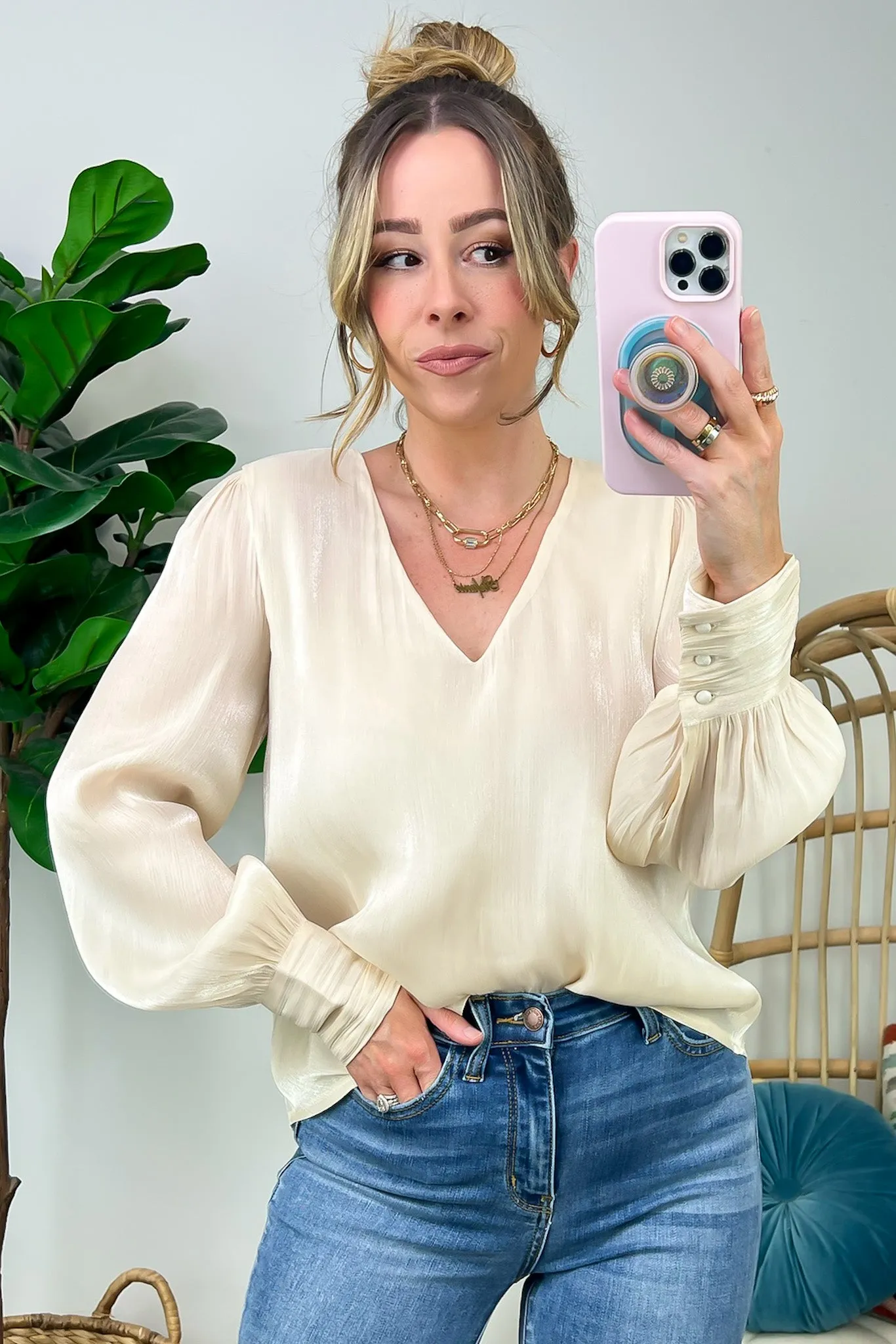 Perfectly Classy V-Neck Woven Top - FINAL SALE