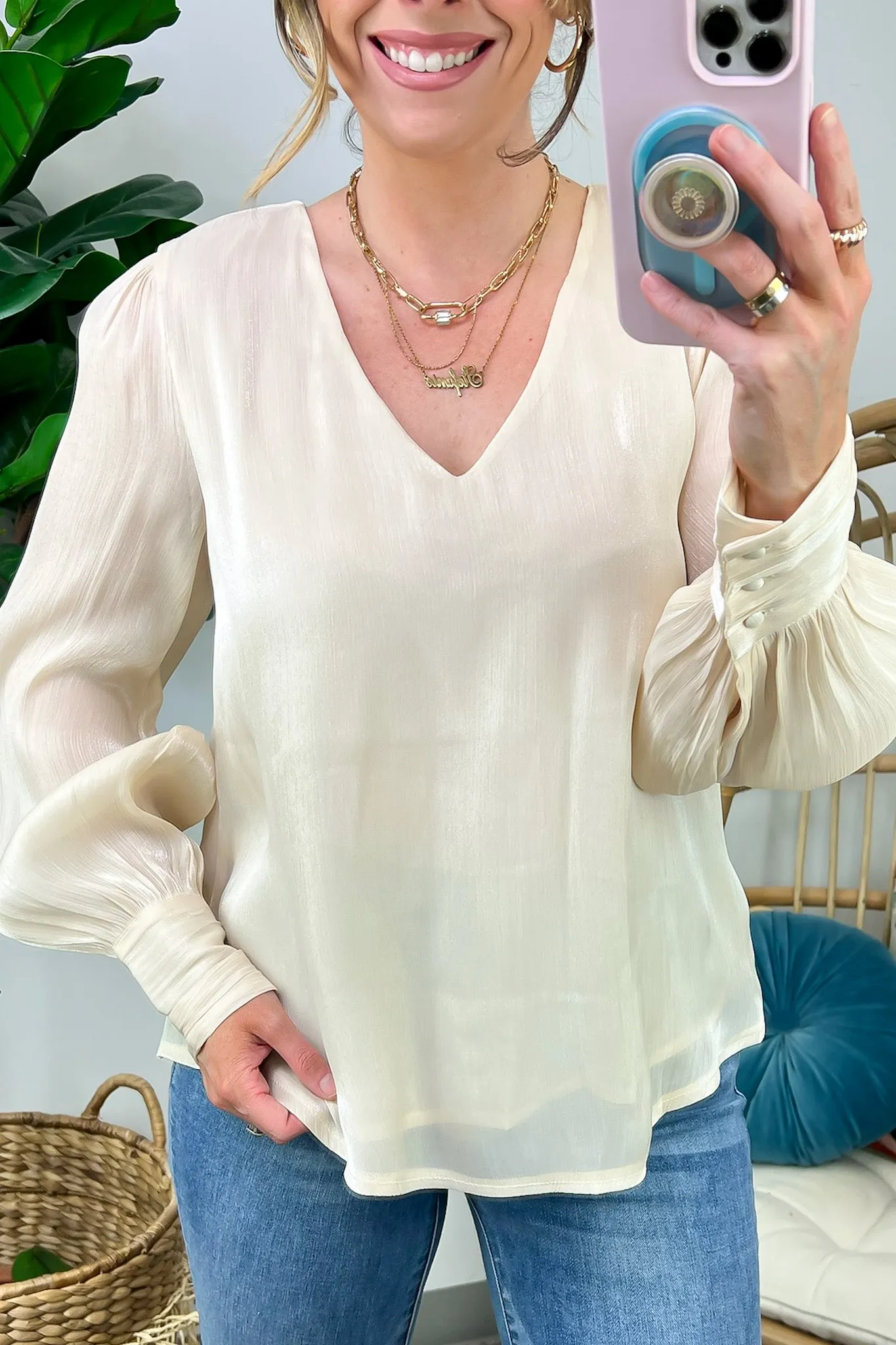 Perfectly Classy V-Neck Woven Top - FINAL SALE