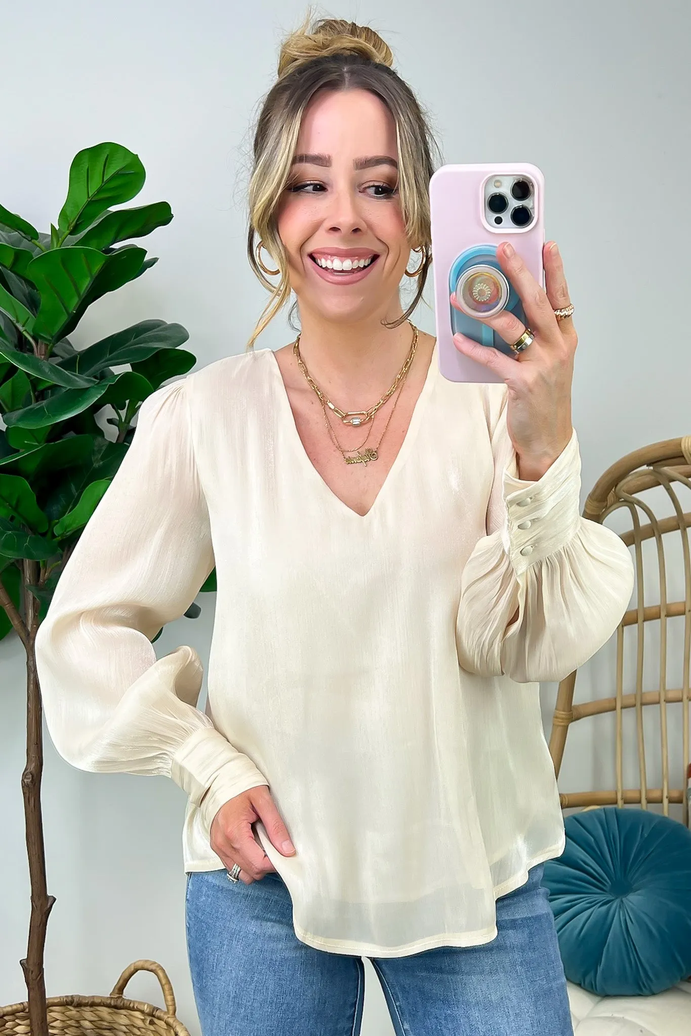 Perfectly Classy V-Neck Woven Top - FINAL SALE