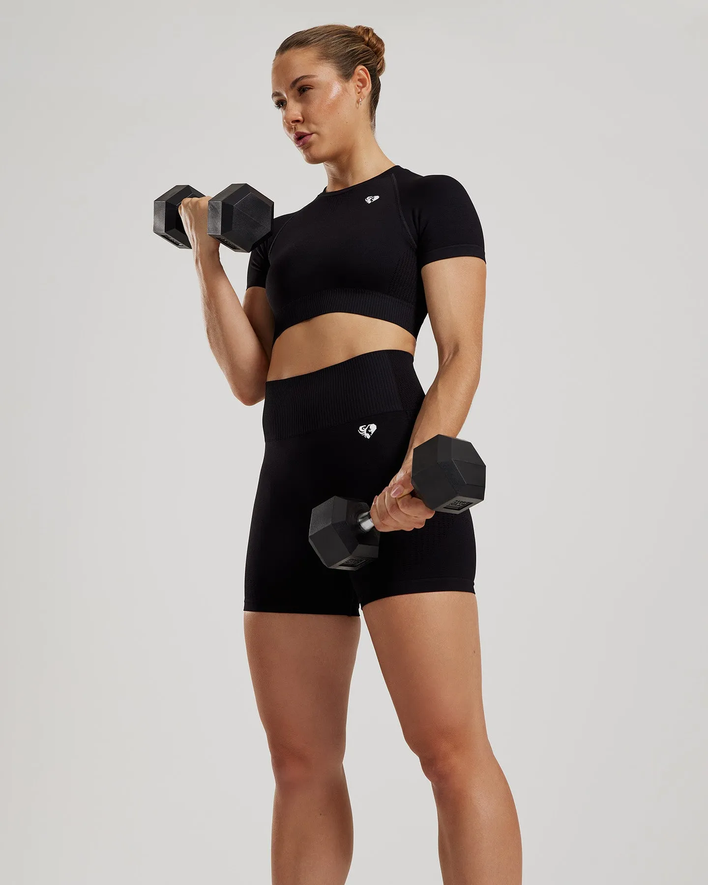 Power Seamless Short Sleeve Crop Top | Black