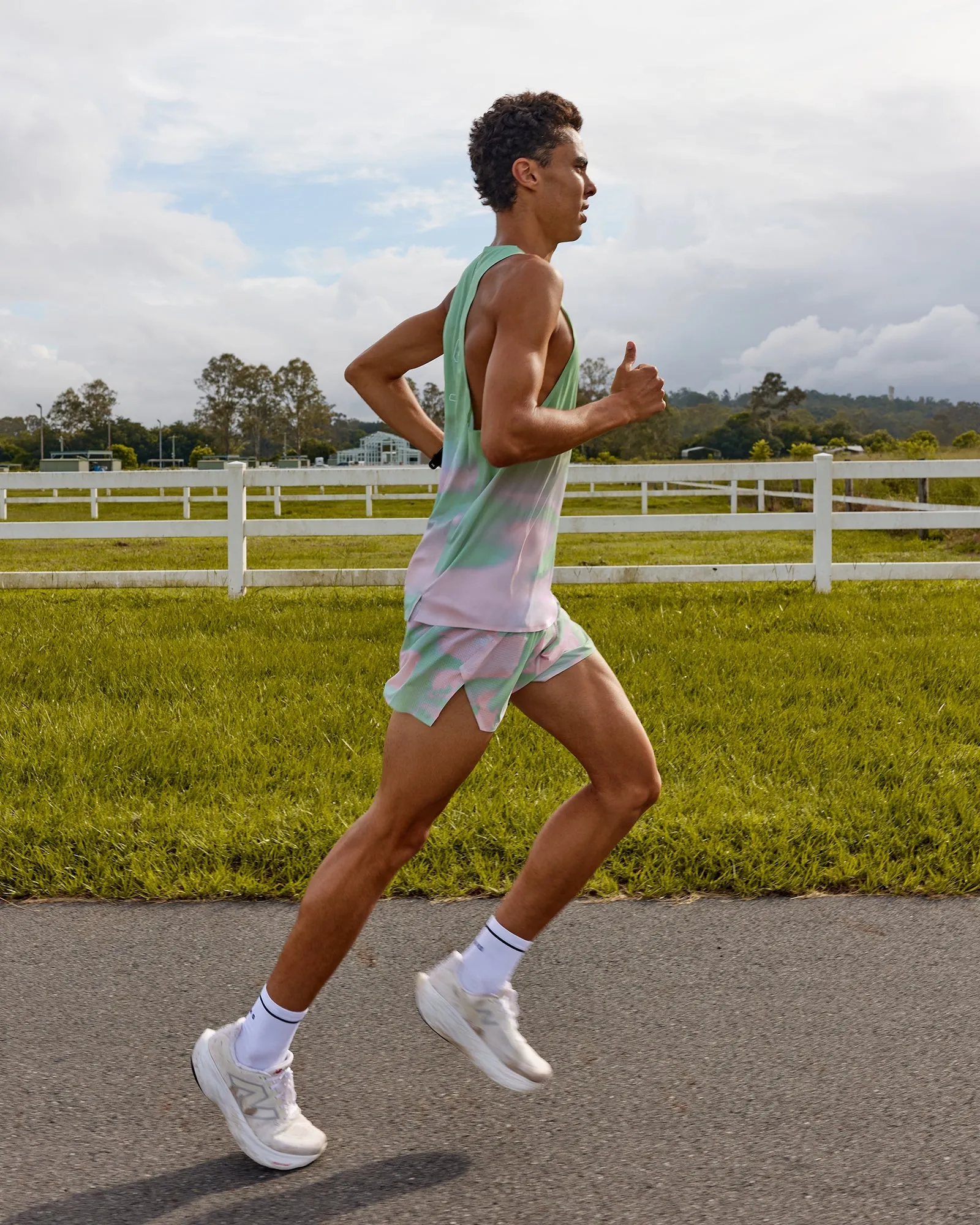Race Day Performance Tank - Dash Green-Pink