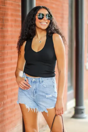 Safiya V-Neck Ribbed Knit Tank Top - FINAL SALE