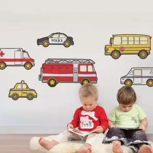 SIMPLE SHAPES - EMERGENCY SERVICE VEHICLE REMOVEABLE WALL DECALS