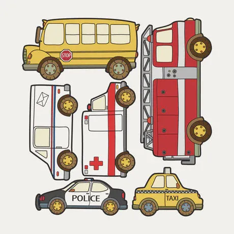 SIMPLE SHAPES - EMERGENCY SERVICE VEHICLE REMOVEABLE WALL DECALS