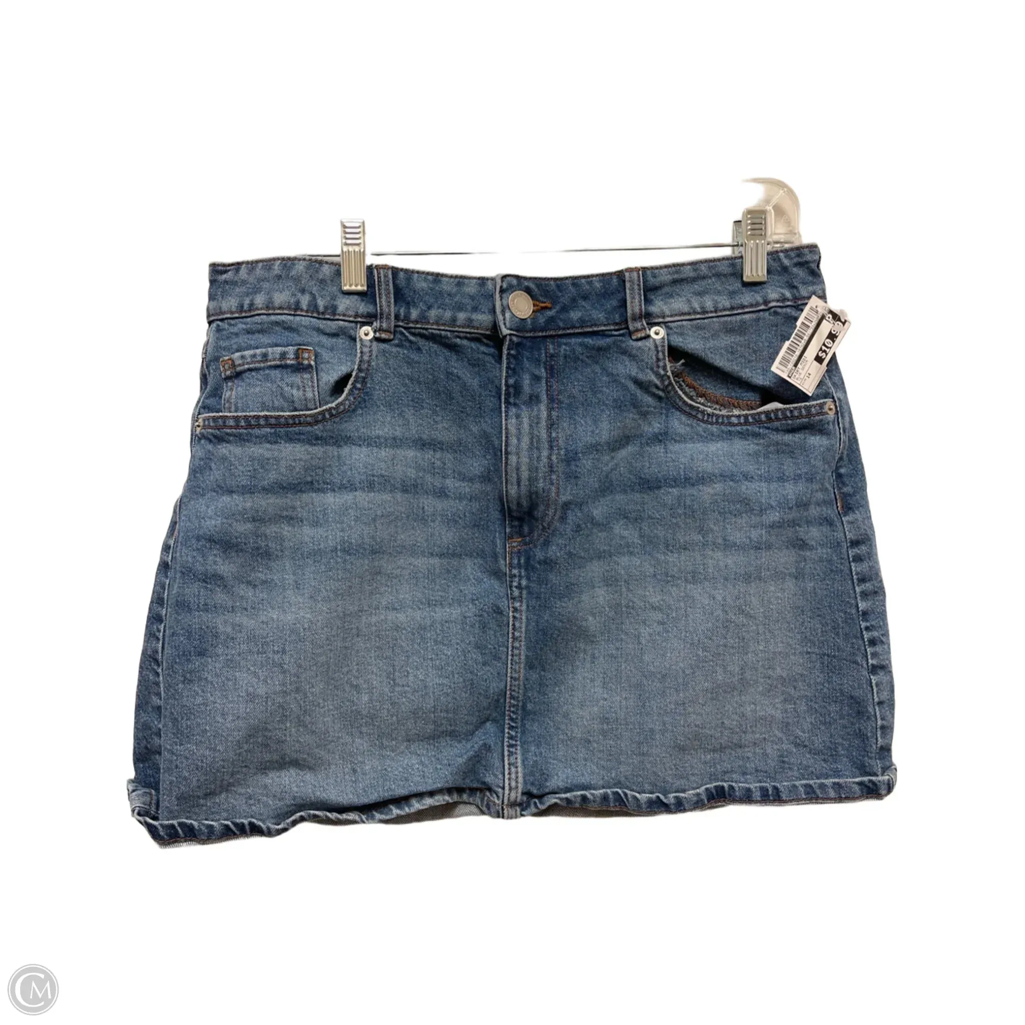 Skirt Midi By H&m In Blue Denim, Size: 14