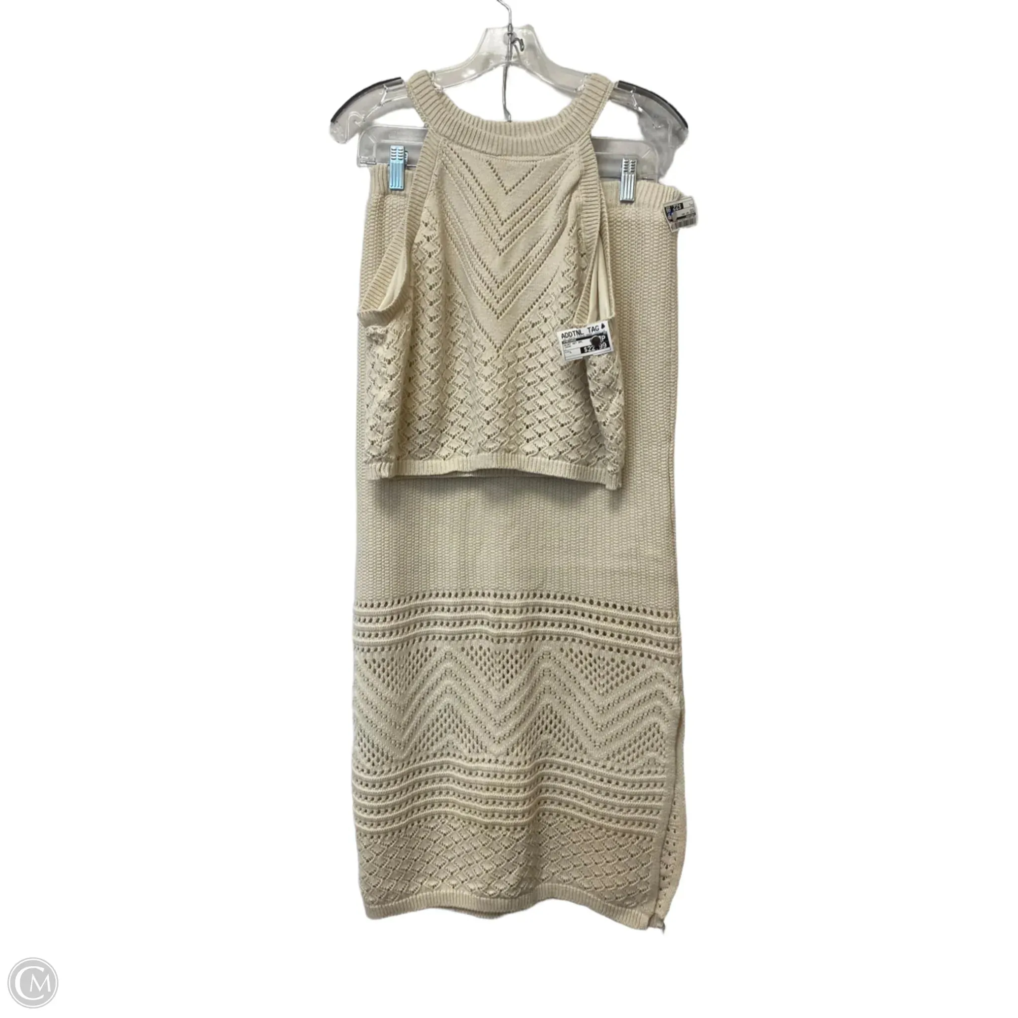 Skirt Set 2pc By Freshman In Cream, Size: L