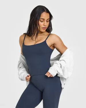 SoftMotion Strappy Mid Vest with Built in Bra Shelf | True Blue