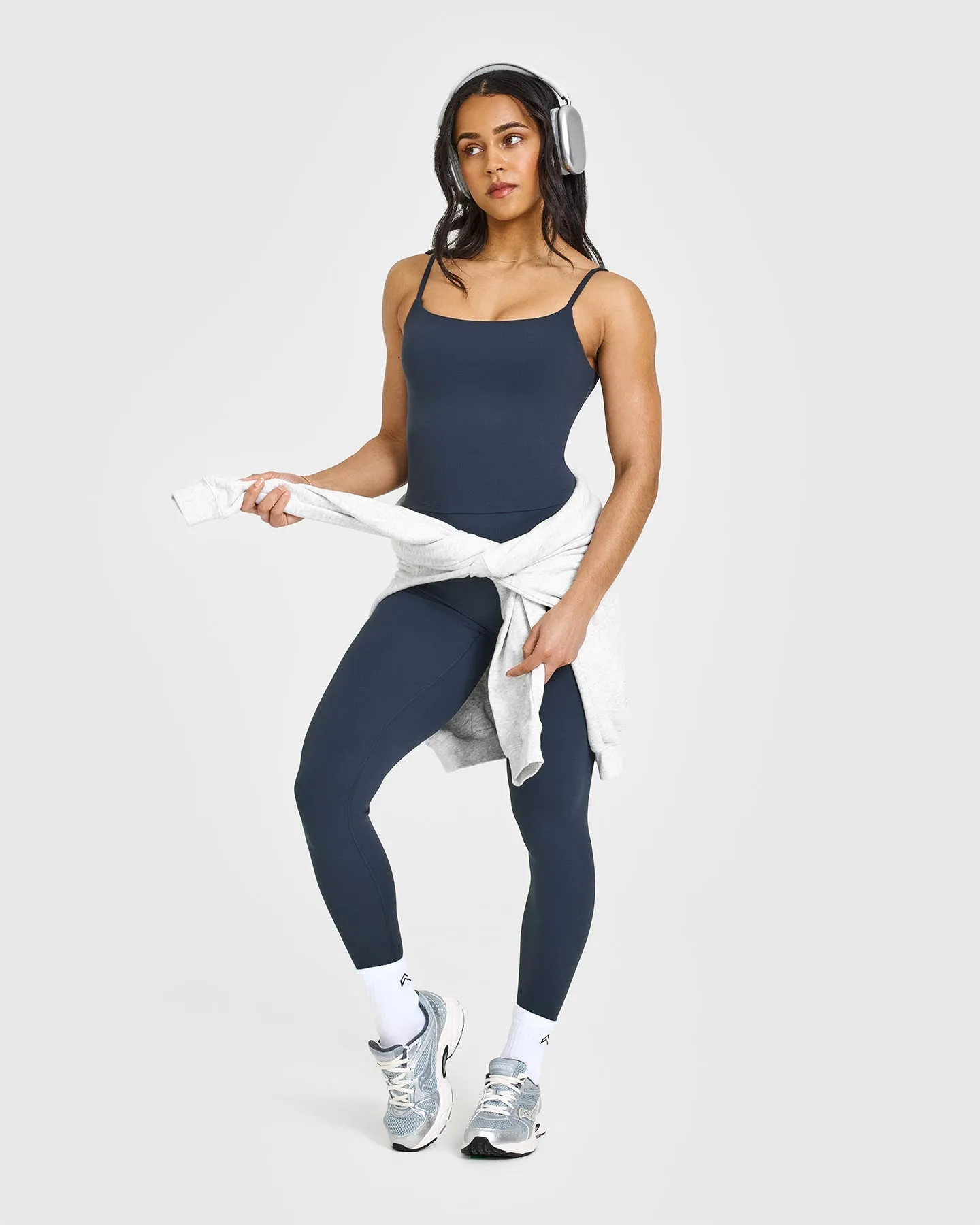 SoftMotion Strappy Mid Vest with Built in Bra Shelf | True Blue