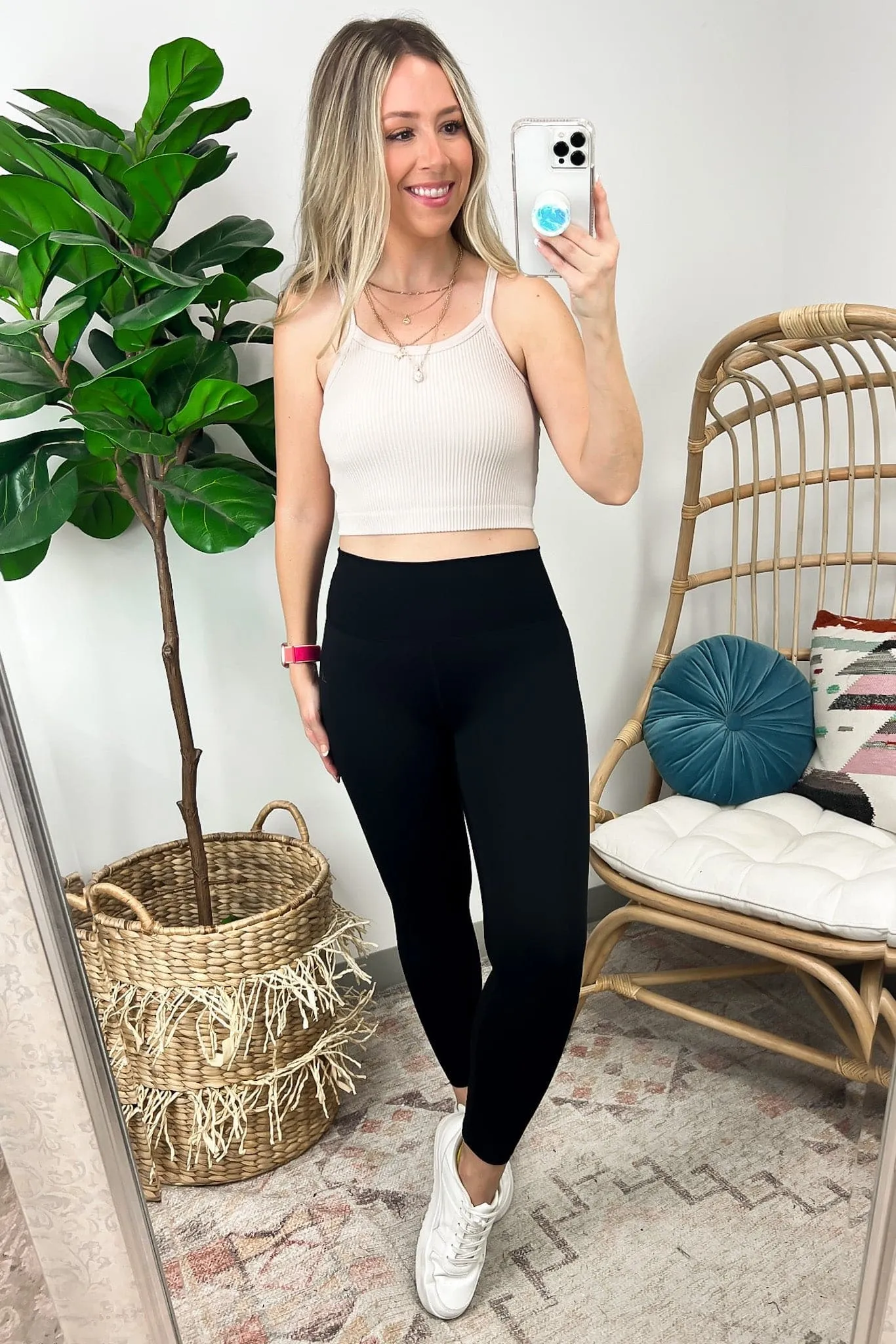 Tiani Strappy Back Ribbed Crop Seamless Tank Top - FINAL SALE