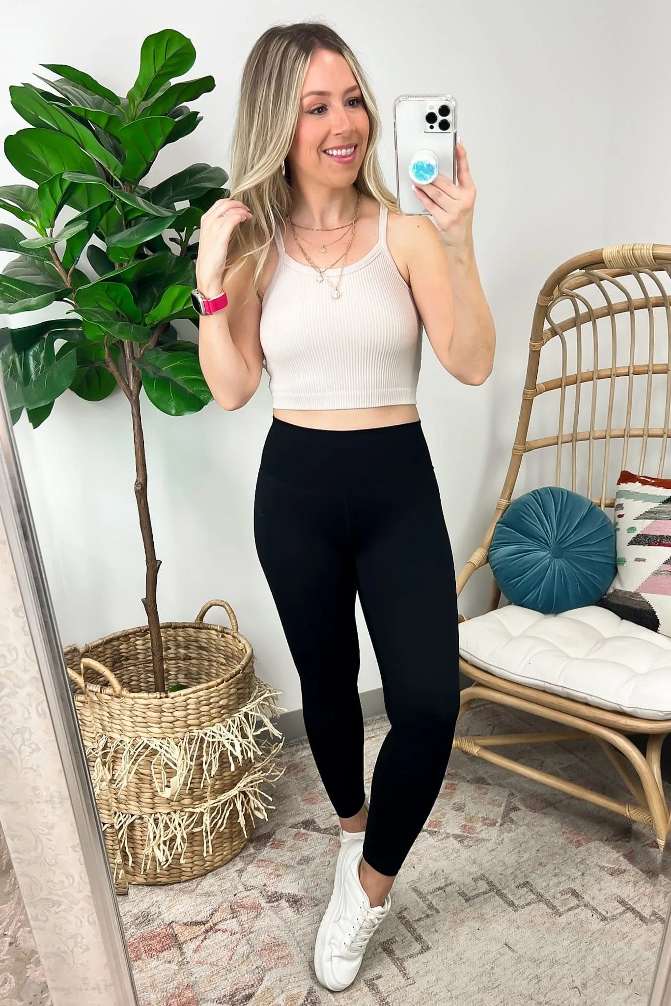 Tiani Strappy Back Ribbed Crop Seamless Tank Top - FINAL SALE