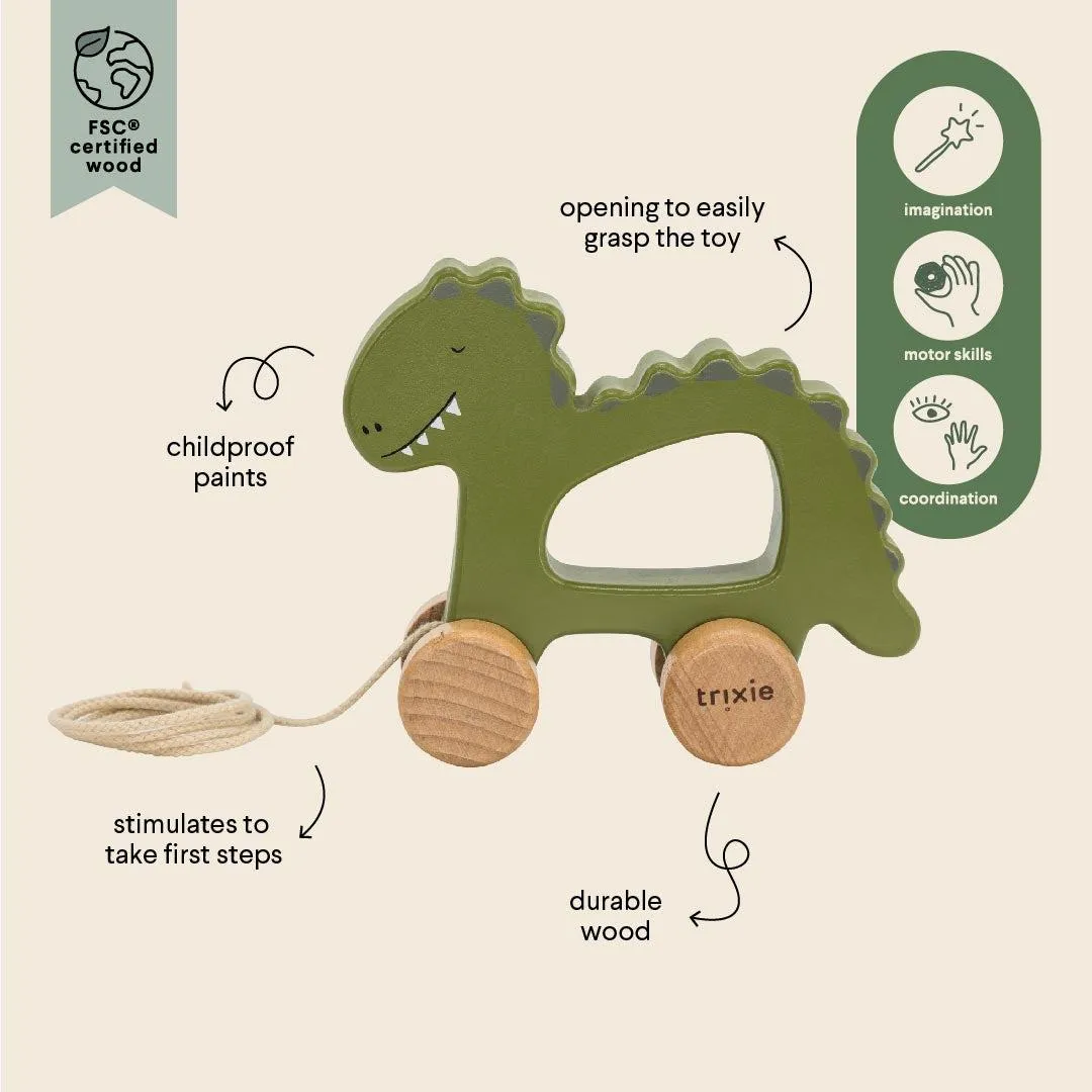 Trixie Wooden Pull Along Toy - Mr Dino