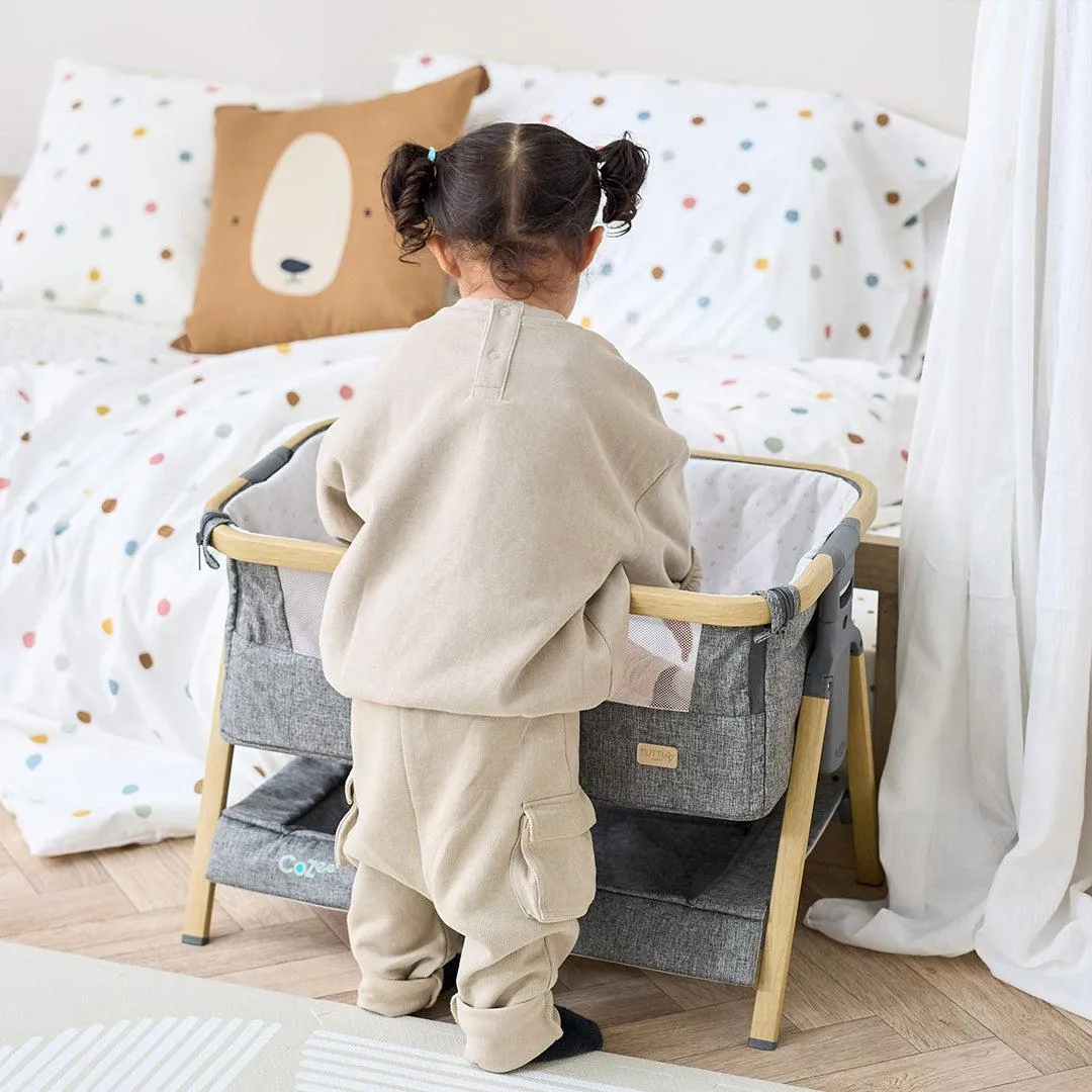 Tutti Bambini Cozee Mini Me Play Crib - Oak/Charcoal