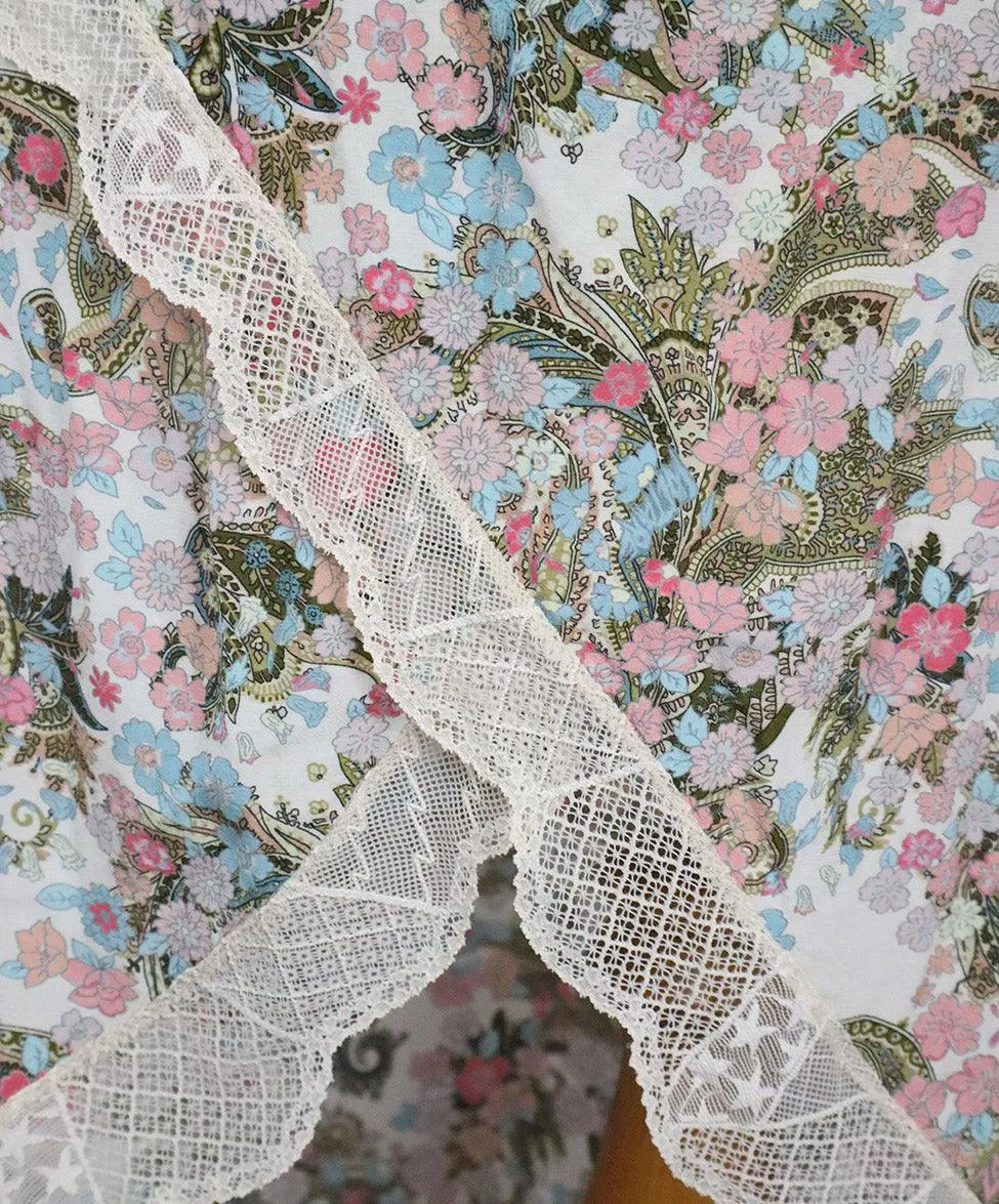 Zadig & Voltaire Floral Print Lace Trim Skirt sz 0