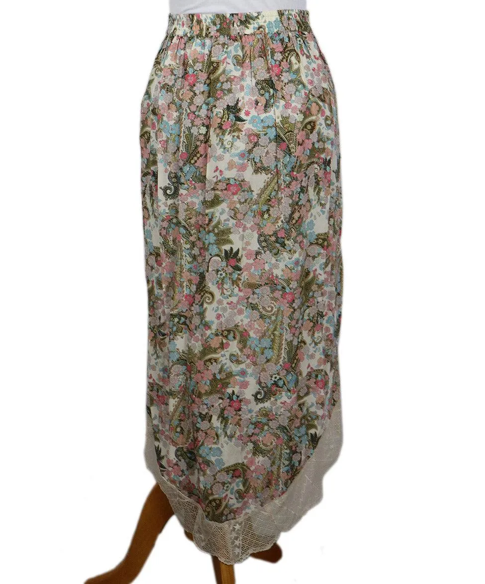 Zadig & Voltaire Floral Print Lace Trim Skirt sz 0