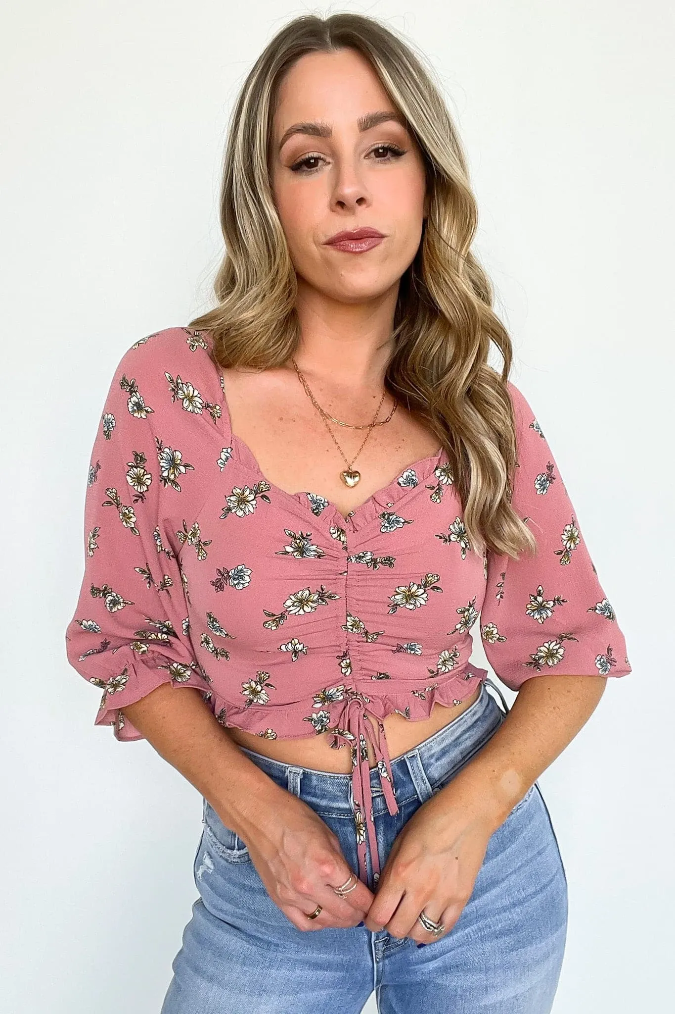 Zoia Floral Print Ruffled Cropped Top - FINAL SALE