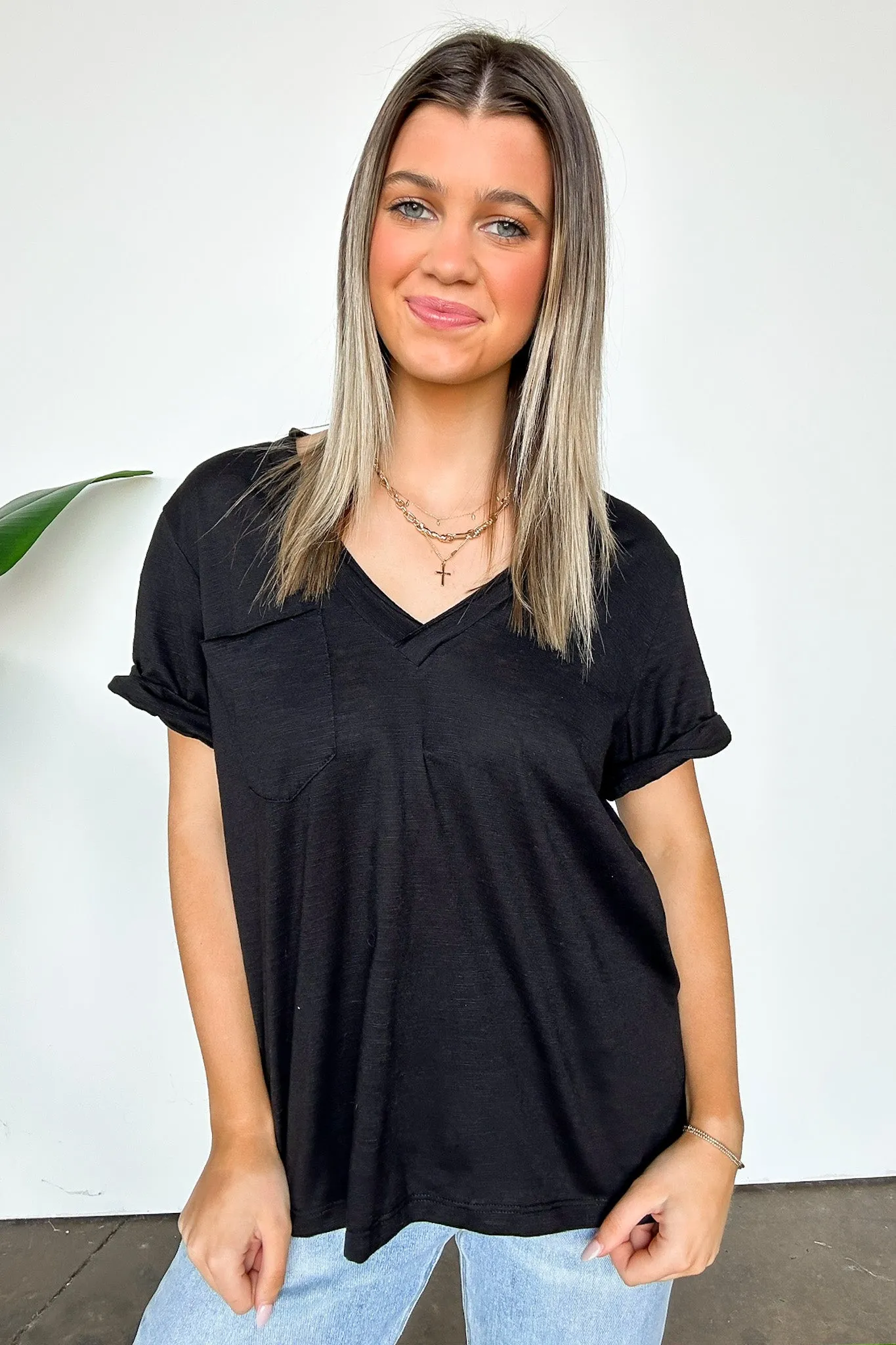 Zoie V-Neck Relaxed Pocket Tee - FINAL SALE