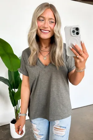 Zoie V-Neck Relaxed Pocket Tee - FINAL SALE