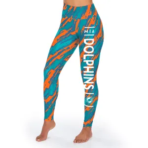 Zubaz NFL Women's Miami Dolphins Diagonal Streak Leggings