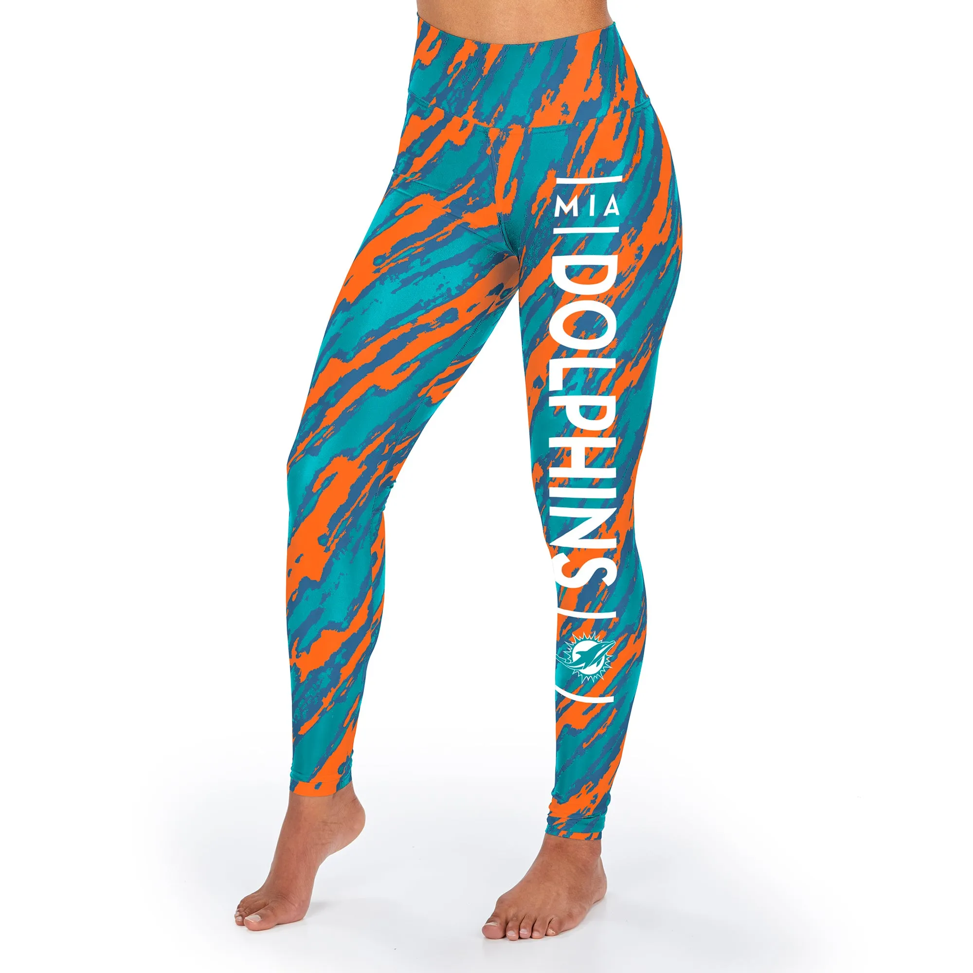 Zubaz NFL Women's Miami Dolphins Diagonal Streak Leggings
